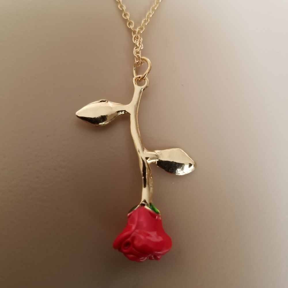 NEW Gold/ Rose gold plated Rose flower necklace - Picture 4 of 5